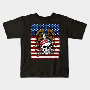 Patriotic Skull US Flag Kids T-Shirt